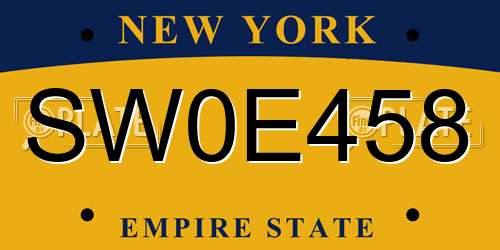 SW0E458 New York License Plate