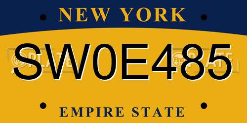 SW0E485 New York License Plate