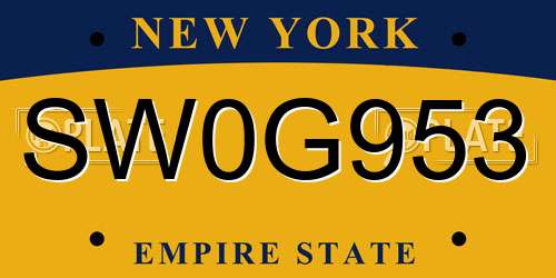 SW0G953 New York License Plate