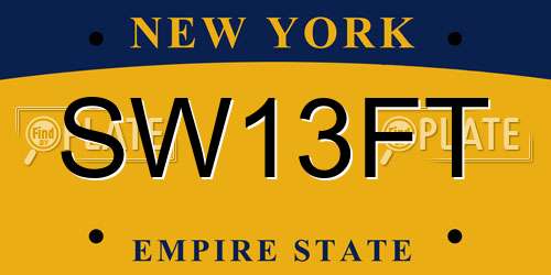 SW13FT New York License Plate