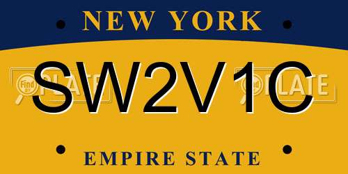 SW2V1C New York License Plate