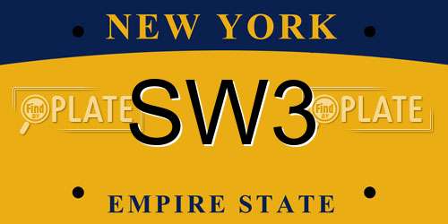 SW3 New York License Plate