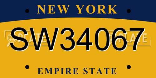 SW34067 New York License Plate