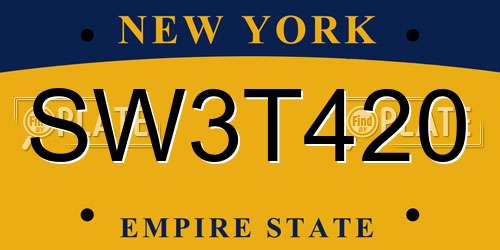 SW3T420 New York License Plate