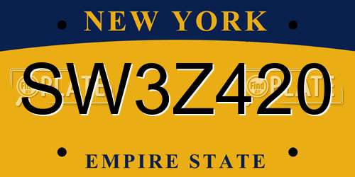 SW3Z420 New York License Plate