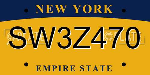 SW3Z470 New York License Plate