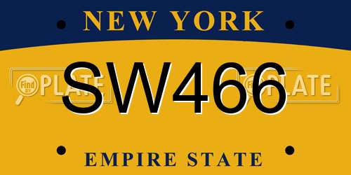 SW466 New York License Plate
