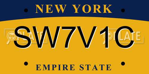 SW7V1C New York License Plate
