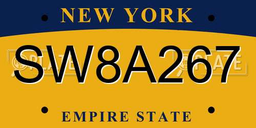 SW8A267 New York License Plate
