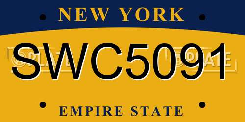 SWC5091 New York License Plate