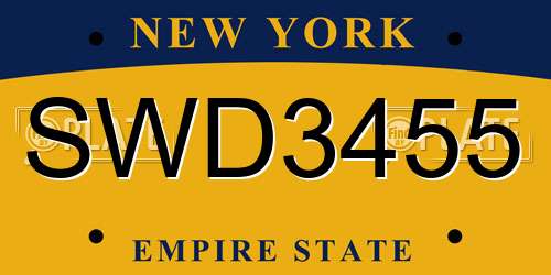 SWD3455 New York License Plate