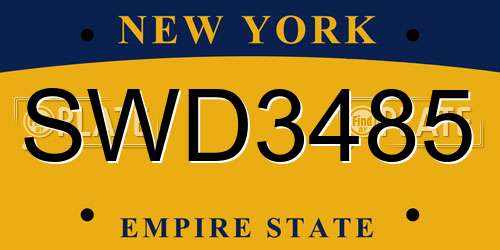SWD3485 New York License Plate
