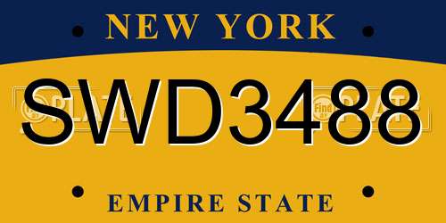 SWD3488 New York License Plate