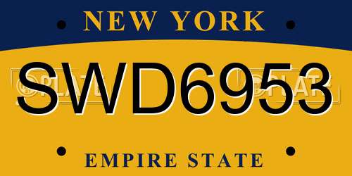 SWD6953 New York License Plate