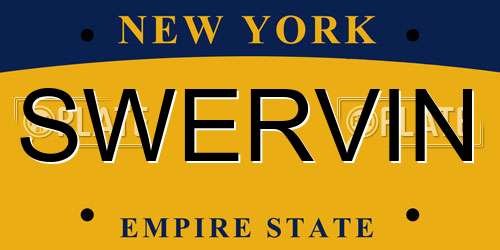 SWERVIN New York License Plate