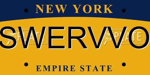 SWERVVO New York License Plate