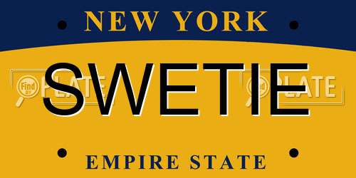SWETIE New York License Plate