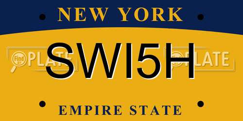 SWI5H New York License Plate