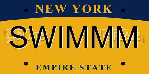 SWIMMM New York License Plate