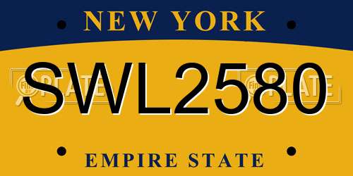 SWL2580 New York License Plate
