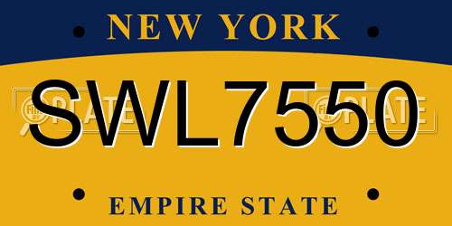 SWL7550 New York License Plate