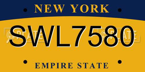 SWL7580 New York License Plate