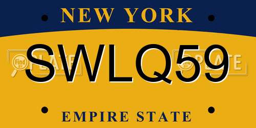 SWLQ59 New York License Plate
