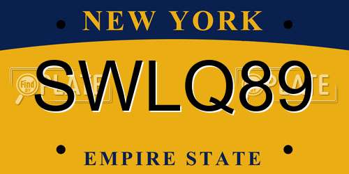 SWLQ89 New York License Plate