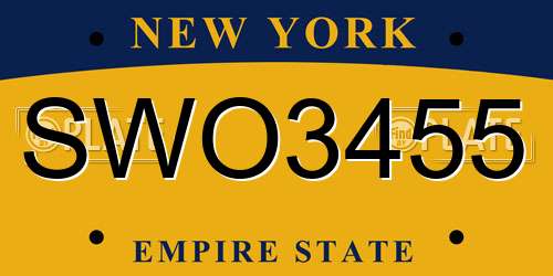 SWO3455 New York License Plate