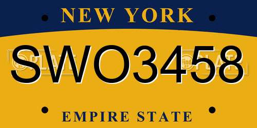 SWO3458 New York License Plate