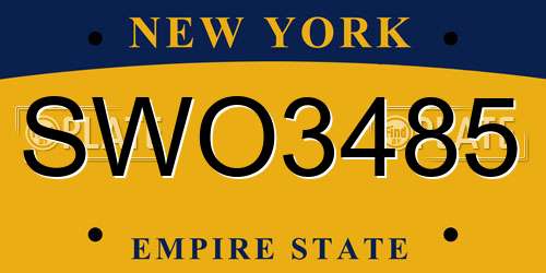 SWO3485 New York License Plate