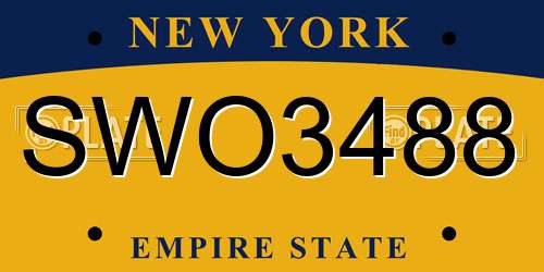 SWO3488 New York License Plate