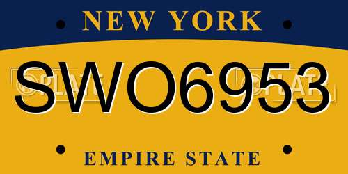 SWO6953 New York License Plate