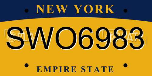SWO6983 New York License Plate