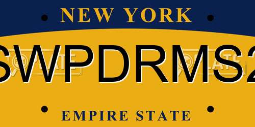 SWPDRMS2 New York License Plate