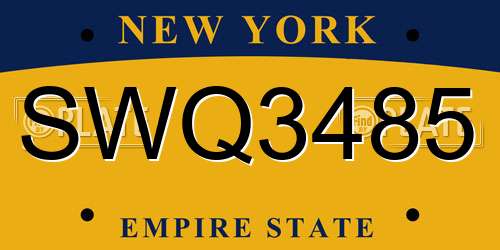 SWQ3485 New York License Plate