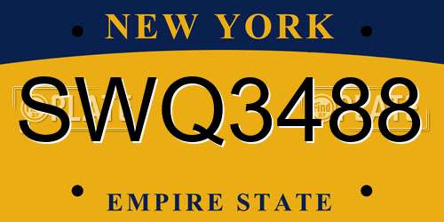 SWQ3488 New York License Plate