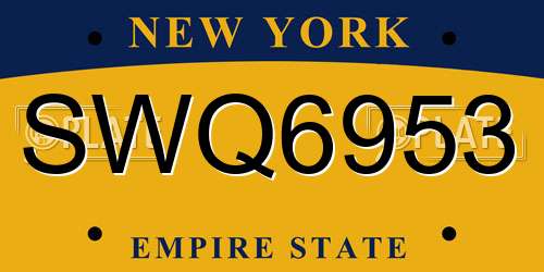 SWQ6953 New York License Plate