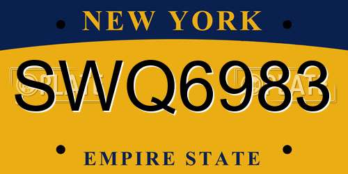 SWQ6983 New York License Plate