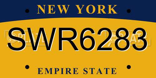 SWR6283 New York License Plate