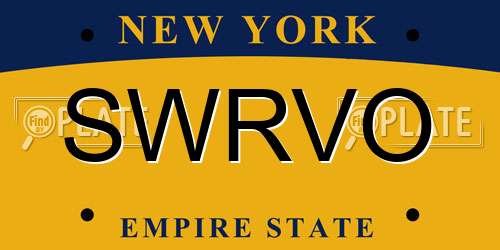 SWRVO New York License Plate
