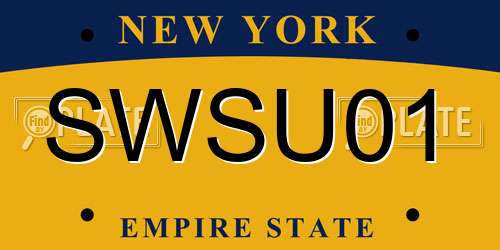SWSU01 New York License Plate