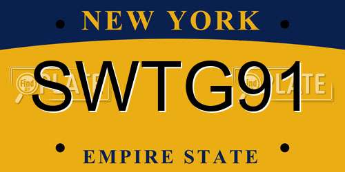 SWTG91 New York License Plate