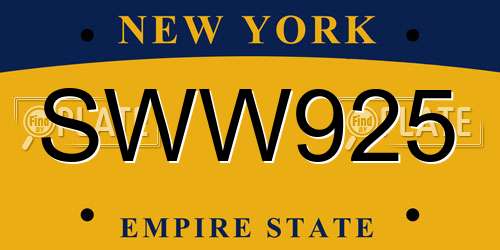 SWW925 New York License Plate