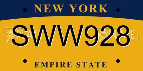 SWW928 New York License Plate