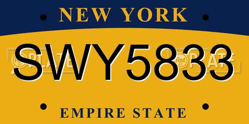 SWY5833 New York License Plate