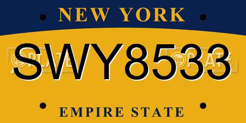 SWY8533 New York License Plate