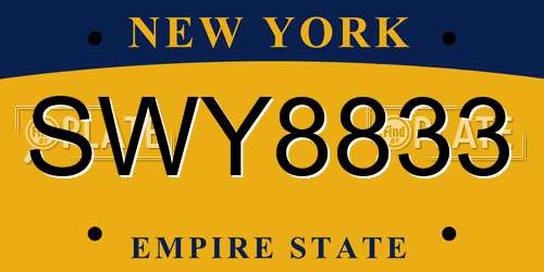 SWY8833 New York License Plate