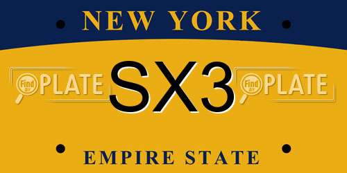 SX3 New York License Plate
