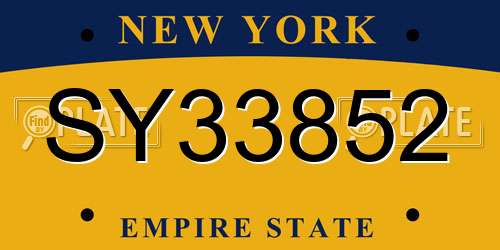 SY33852 New York License Plate